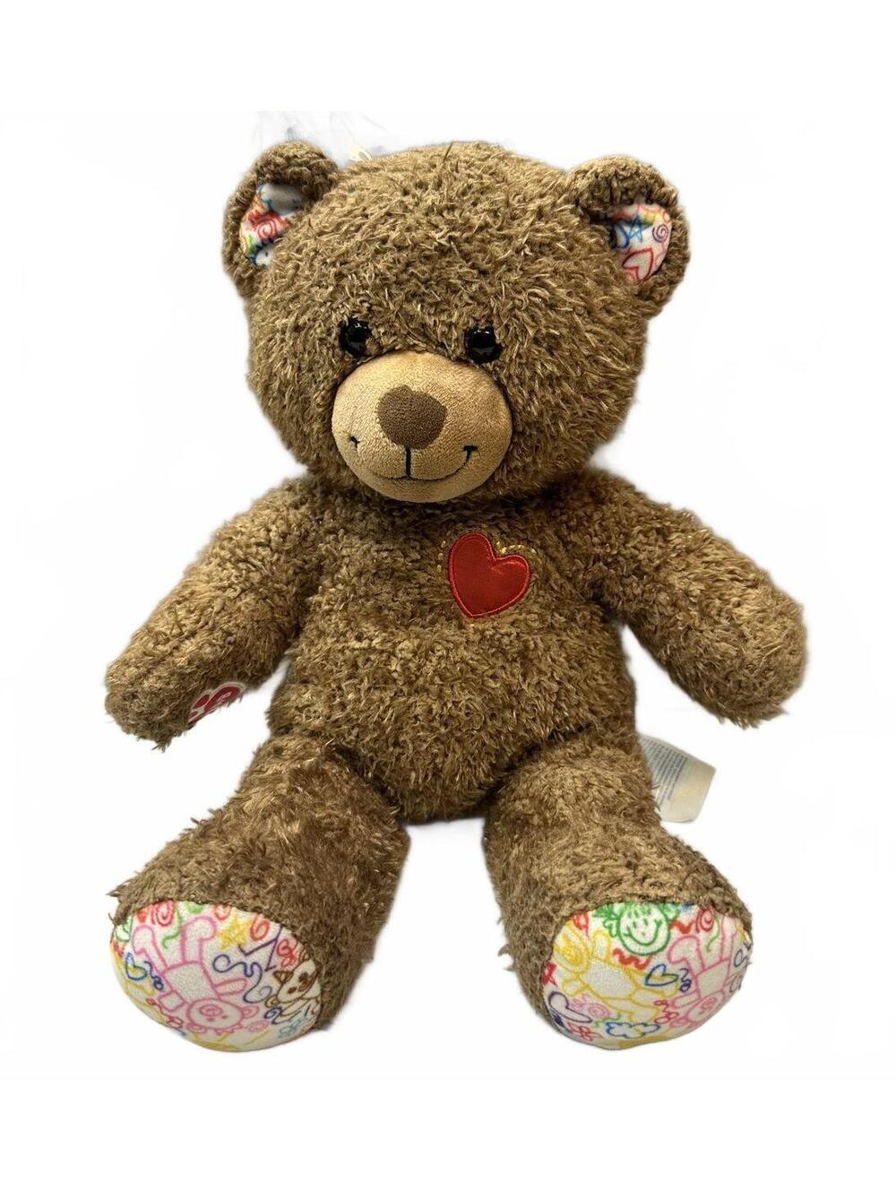 Build A Bear Hearts N Hugs Teddy Bear Brown Plush Doodle Paws Red Heart 16"